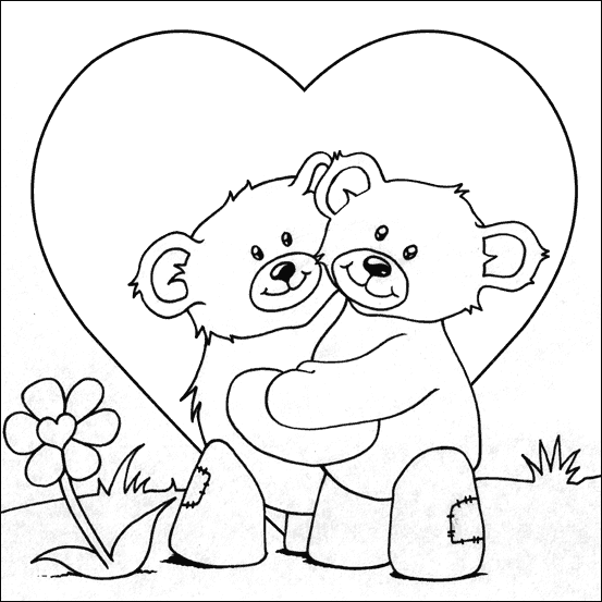 Simple valentines teddy my free colouring pages