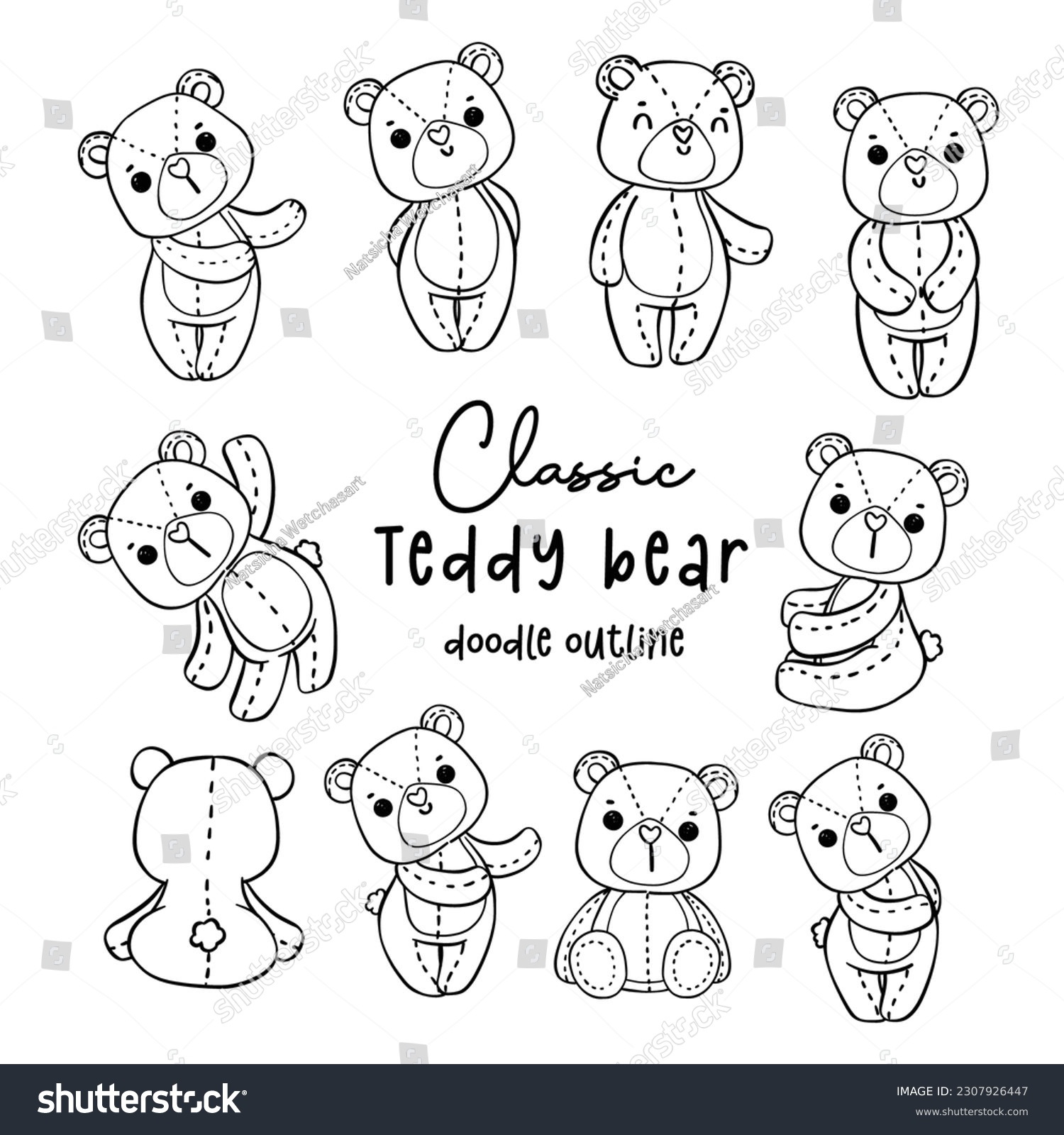 Cute romantic valentine teddy bear doodle stock vector royalty free