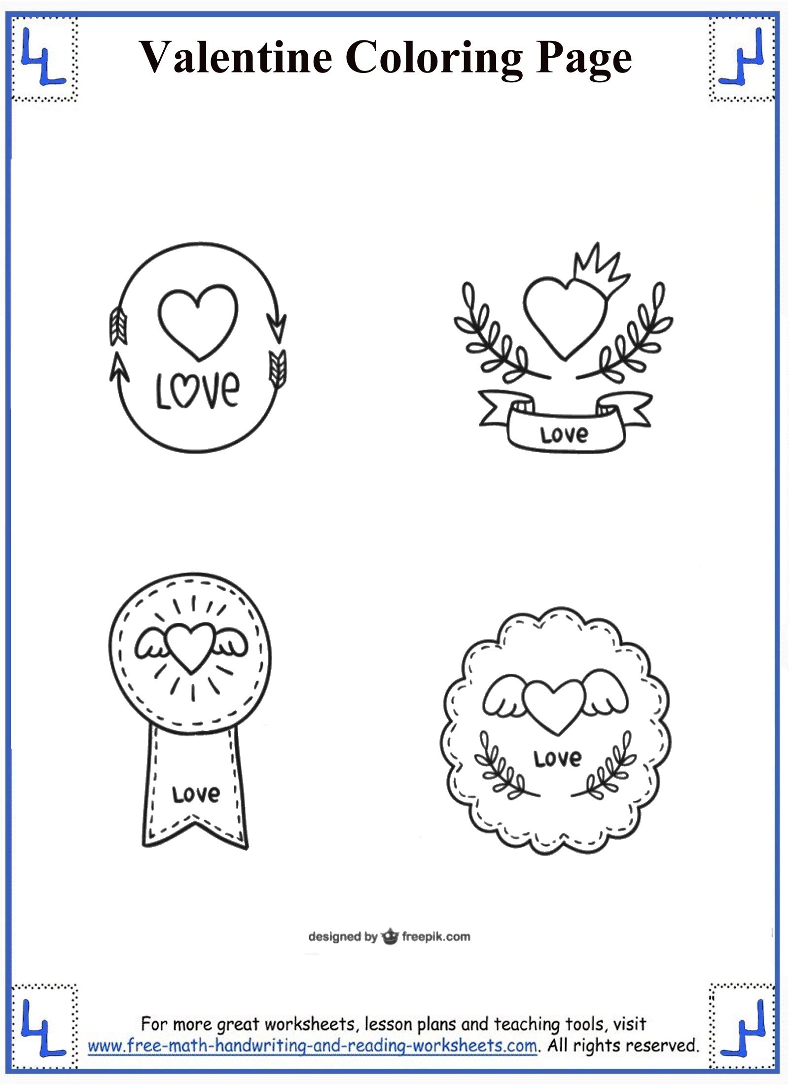 Valentine coloring pages