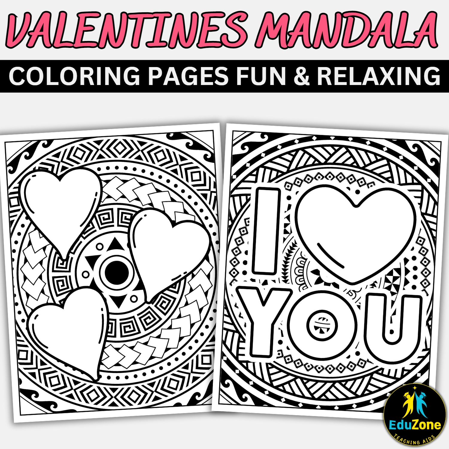 Valentines day mandala coloring pages relaxing printable