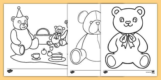 Teddy bears picnic coloring sheets teacher made