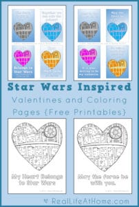 Free star wars valentines lunch box notes and coloring page printables