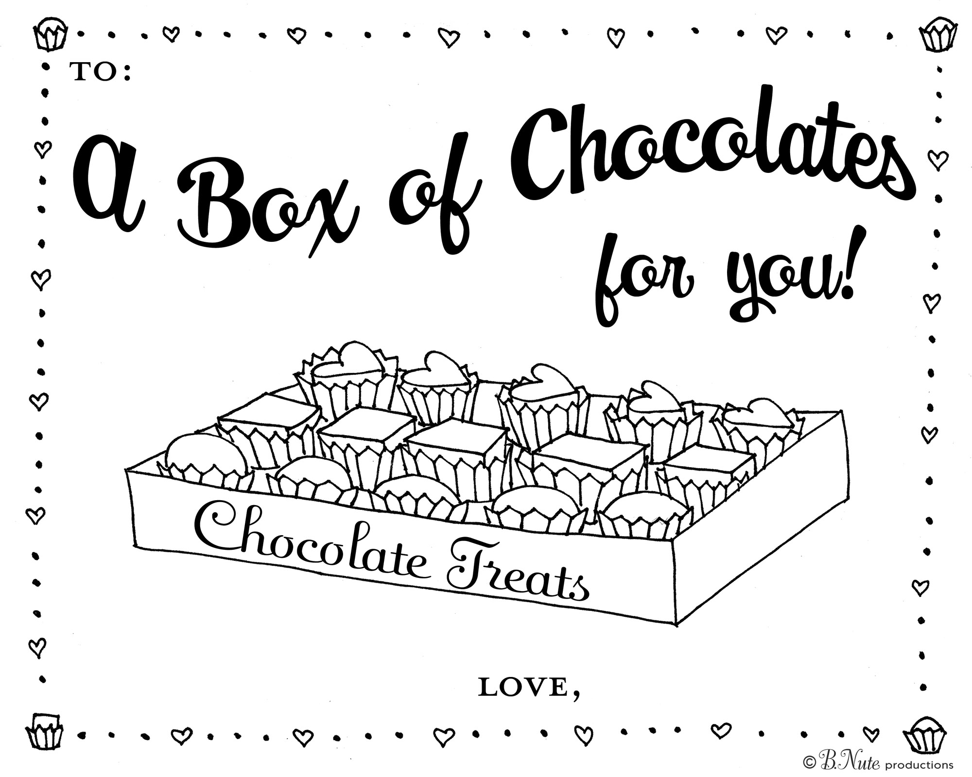 Productions box of chocolates coloring page