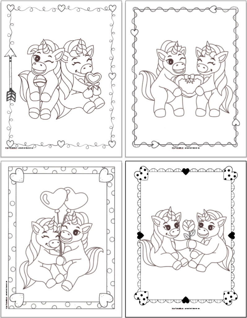 Super cute free printable valentine unicorn coloring pages