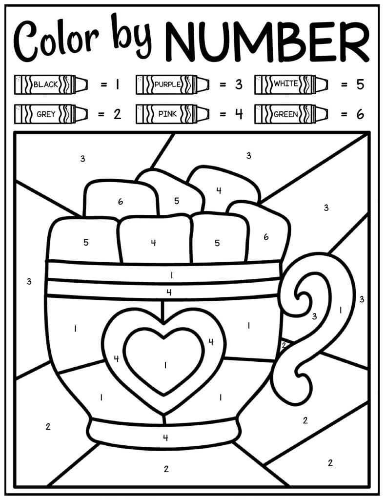 Valentines lor by number printables for kids