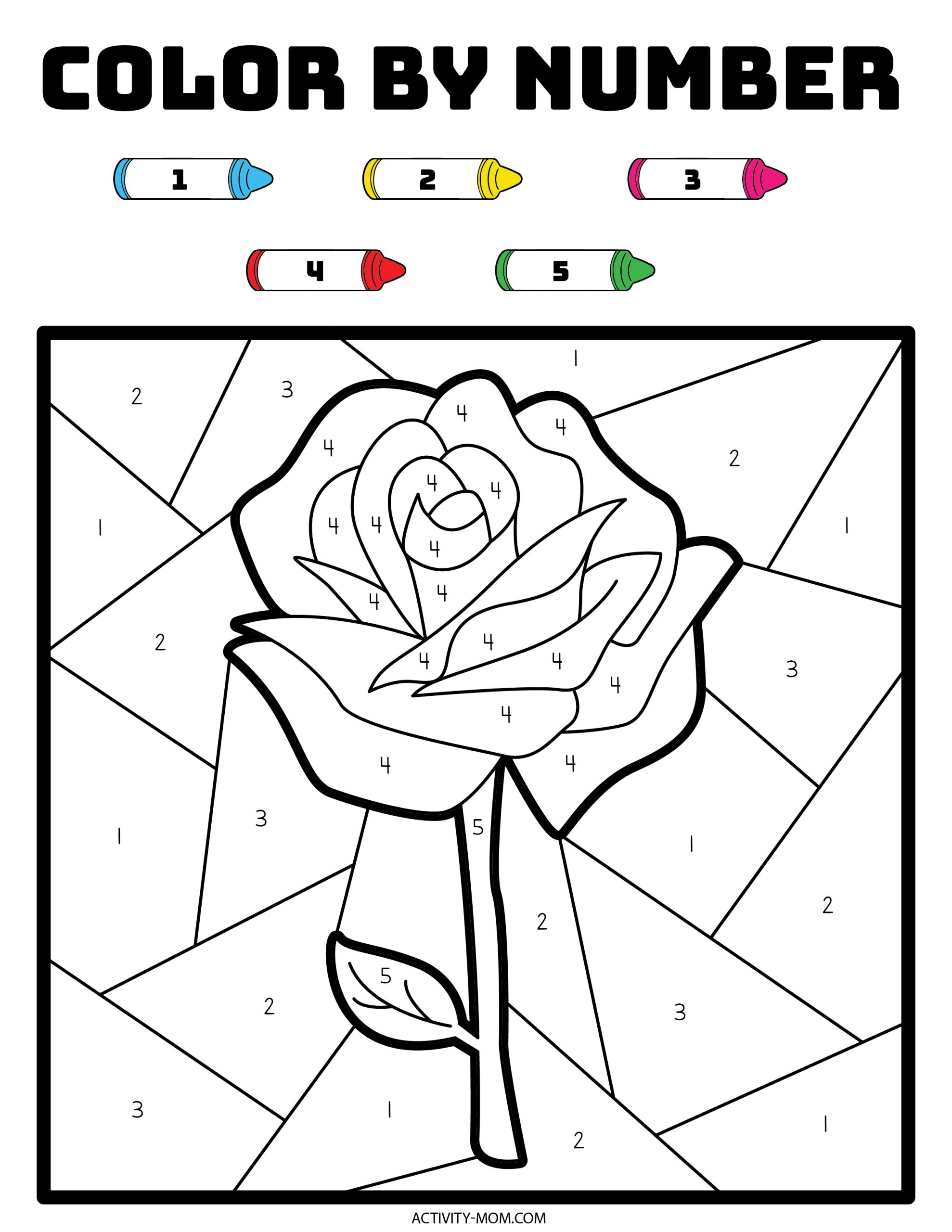 Color by number valentine pages free printable