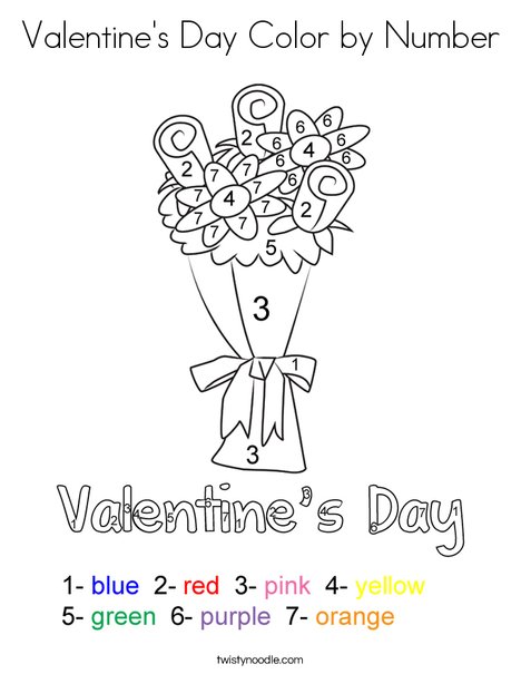 Valentines day color by number coloring page