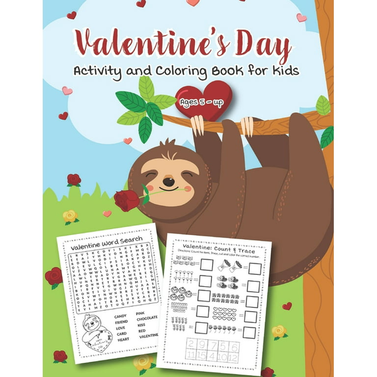 Valentines day activity and coloring book for kids ages