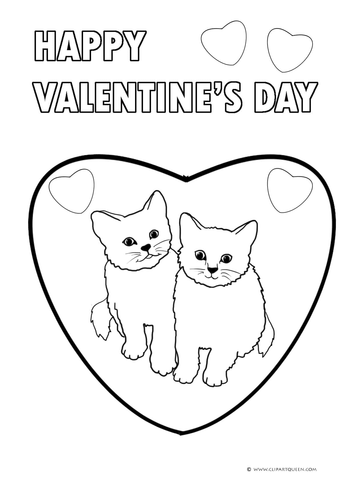 Download two cats in a heart coloring page