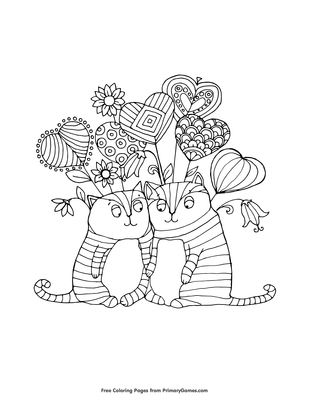 Love cats coloring page â free printable pdf from