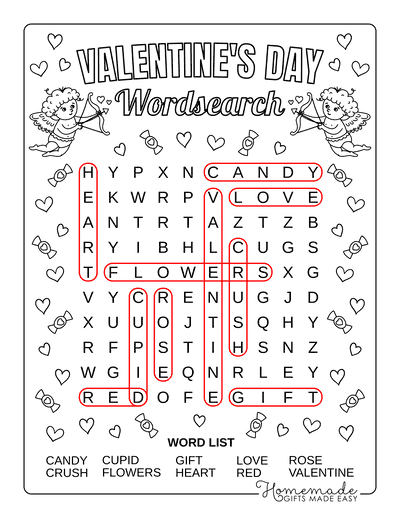 Free printable valentines day word search puzzles