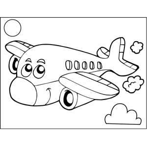 Cute plane coloring page