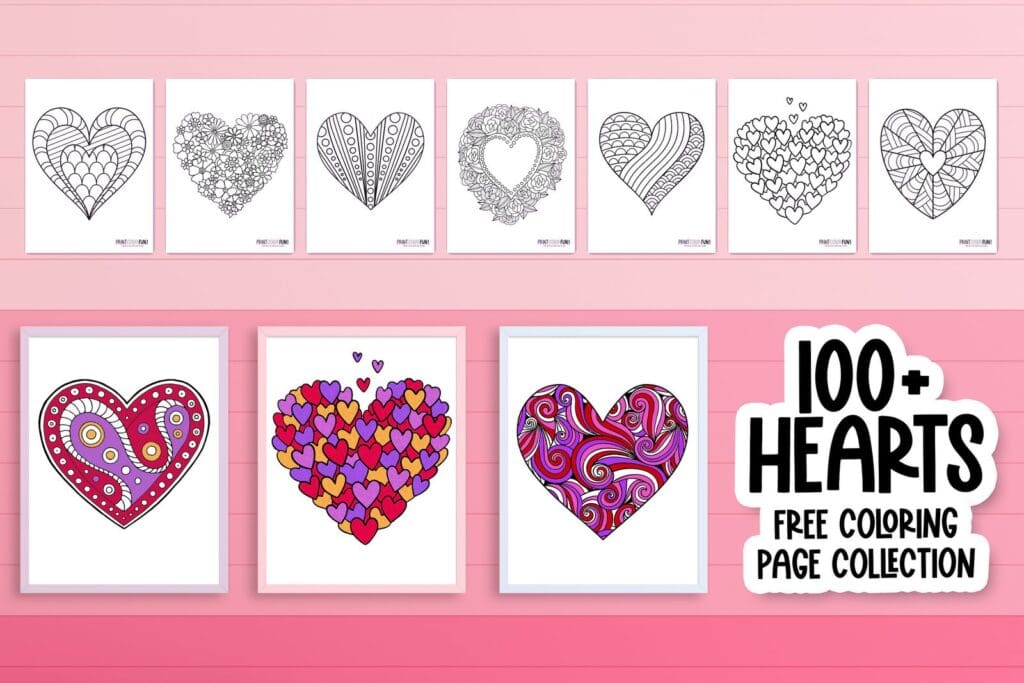 Printable heart coloring pages a huge collection of hearts for coloring crafting learning at