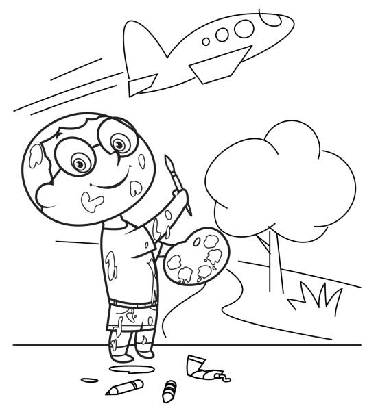 Airplane coloring pages pictures stock illustrations royalty