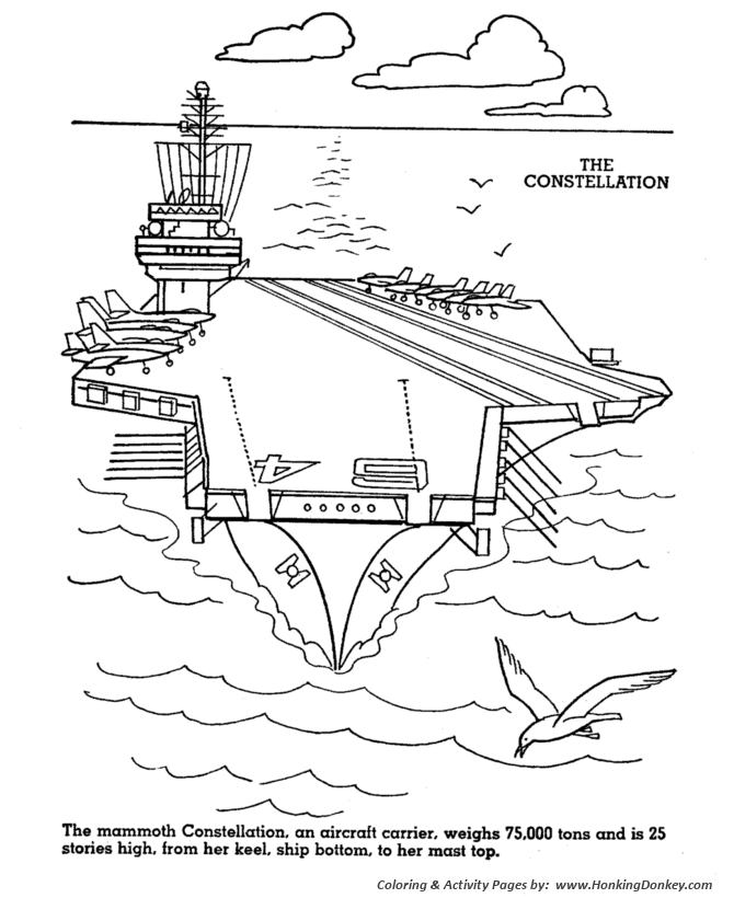 Armed forces day coloring pages us navy aircraft carrier coloring page sheet for prek kids