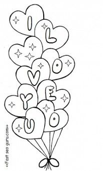 Printable valentine heart balloons coloring pages