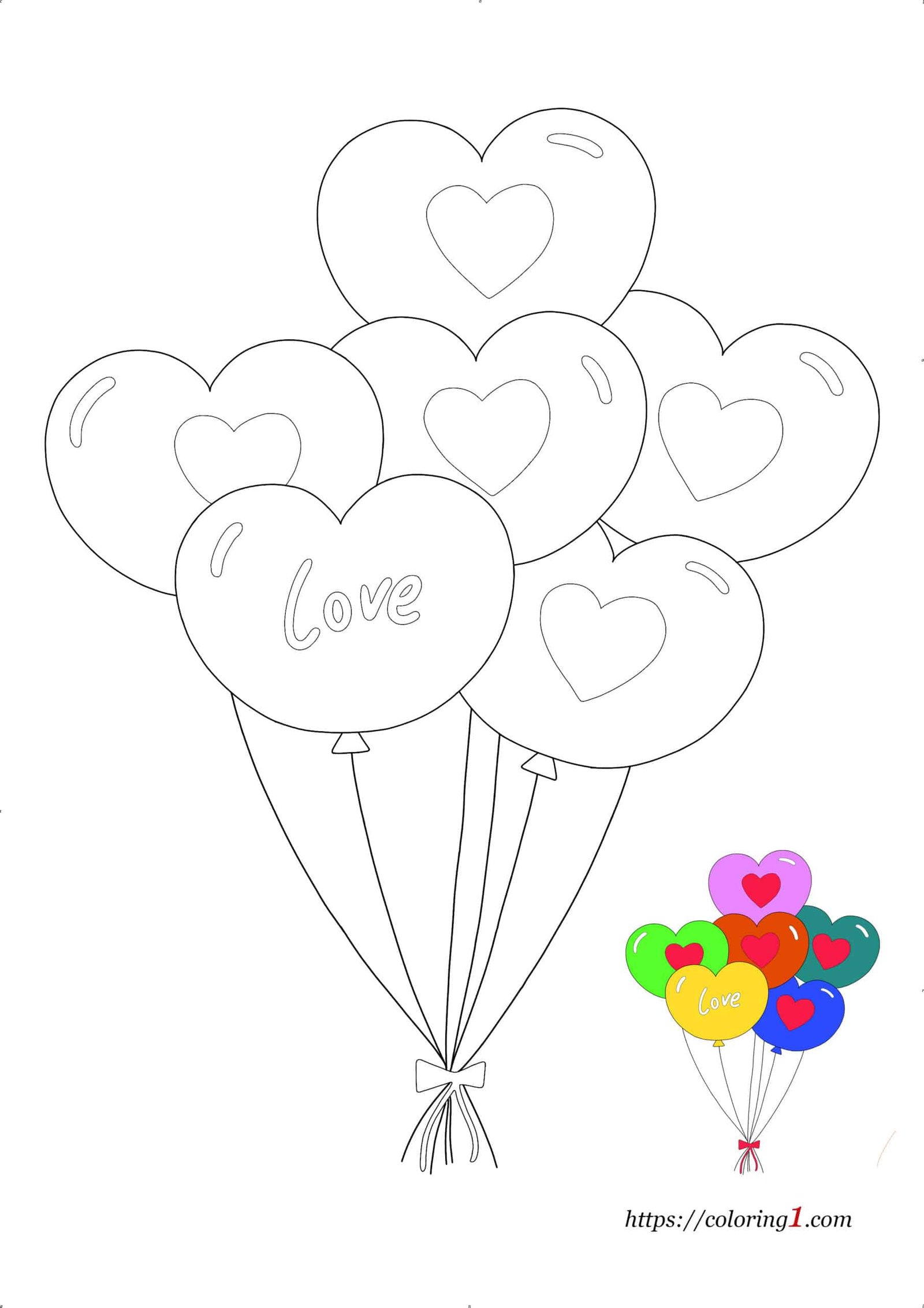 Heart balloons coloring pages