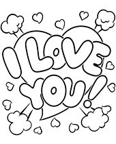 Love symbol coloring page hearts