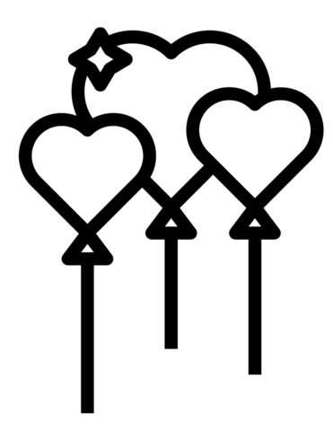 Valentines day heart balloons coloring page free printable coloring pages