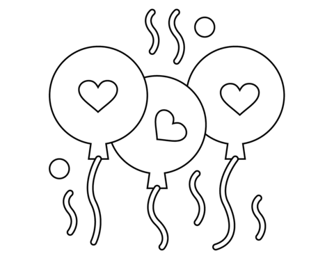 Valentines day love ballons coloring page free printable coloring pages