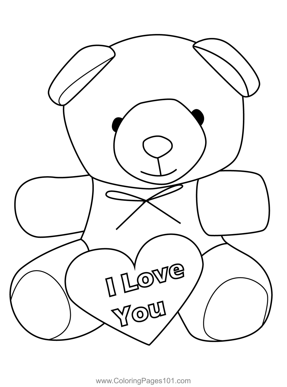 Love teddy bear coloring page for kids