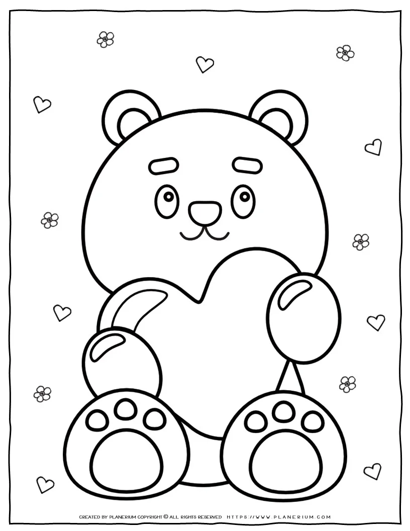 Love bear coloring page