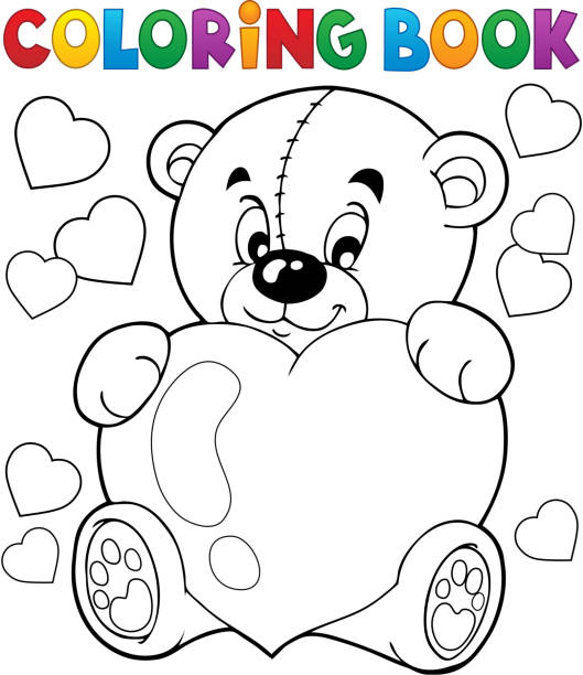 Coloring book valentine theme stock illustration