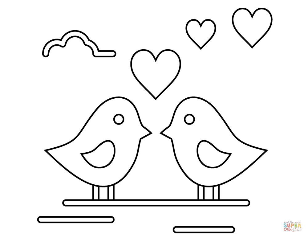 Valentines day loving birds coloring page free printable coloring pages