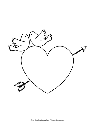 Love birds and hearth with arrow coloring page â free printable pdf from