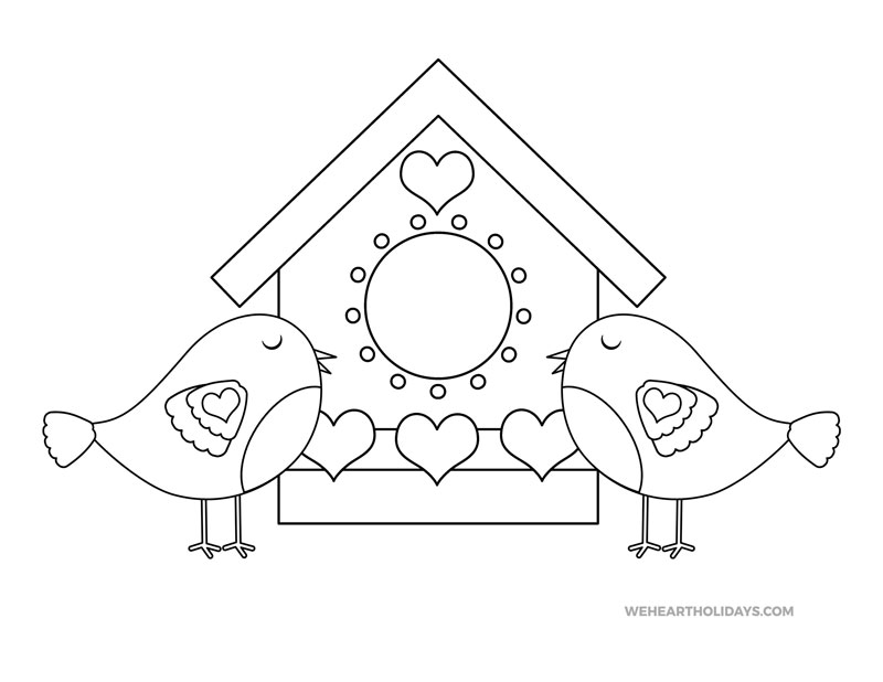 Love birds coloring page for valentines day