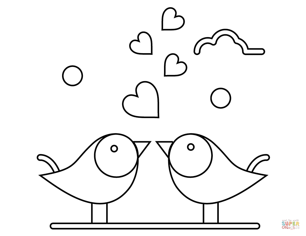 Valentines day loving birds coloring page free printable coloring pages