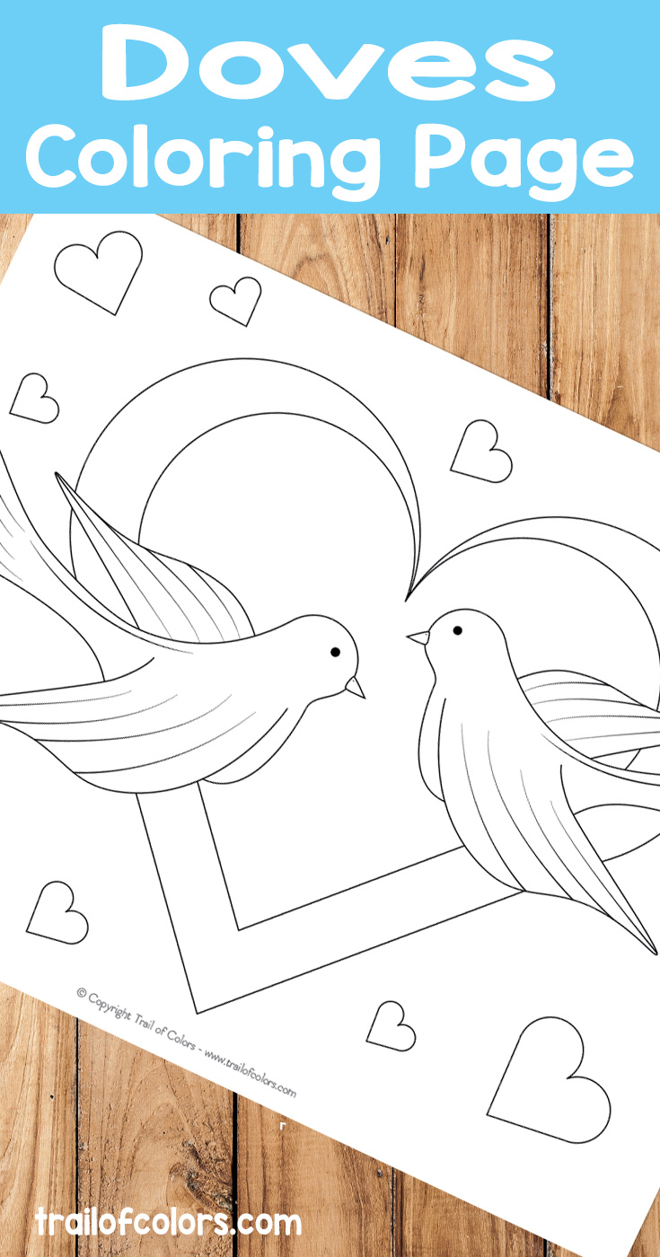 Adorable doves coloring page for kids