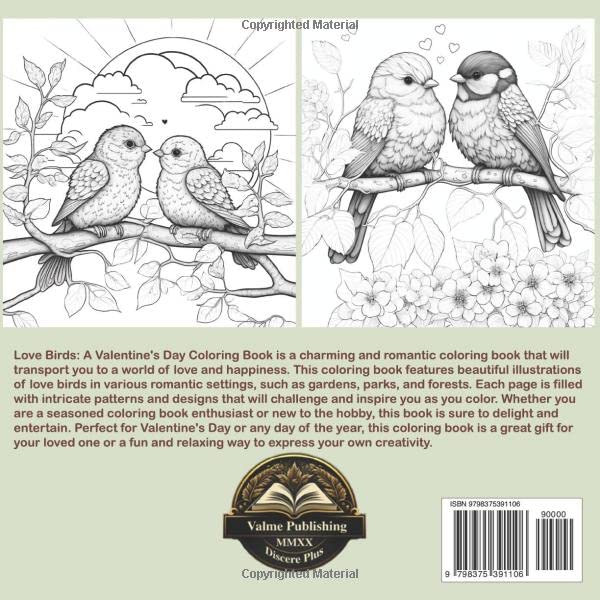 Love birds a valentines day coloring book