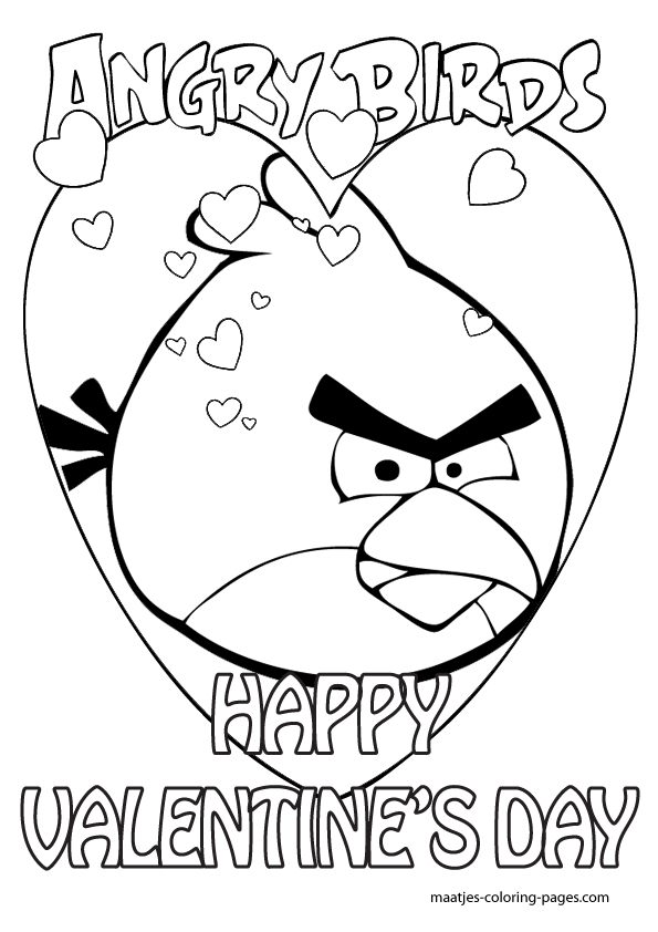 Angry birds valentines day coloring pages for kids