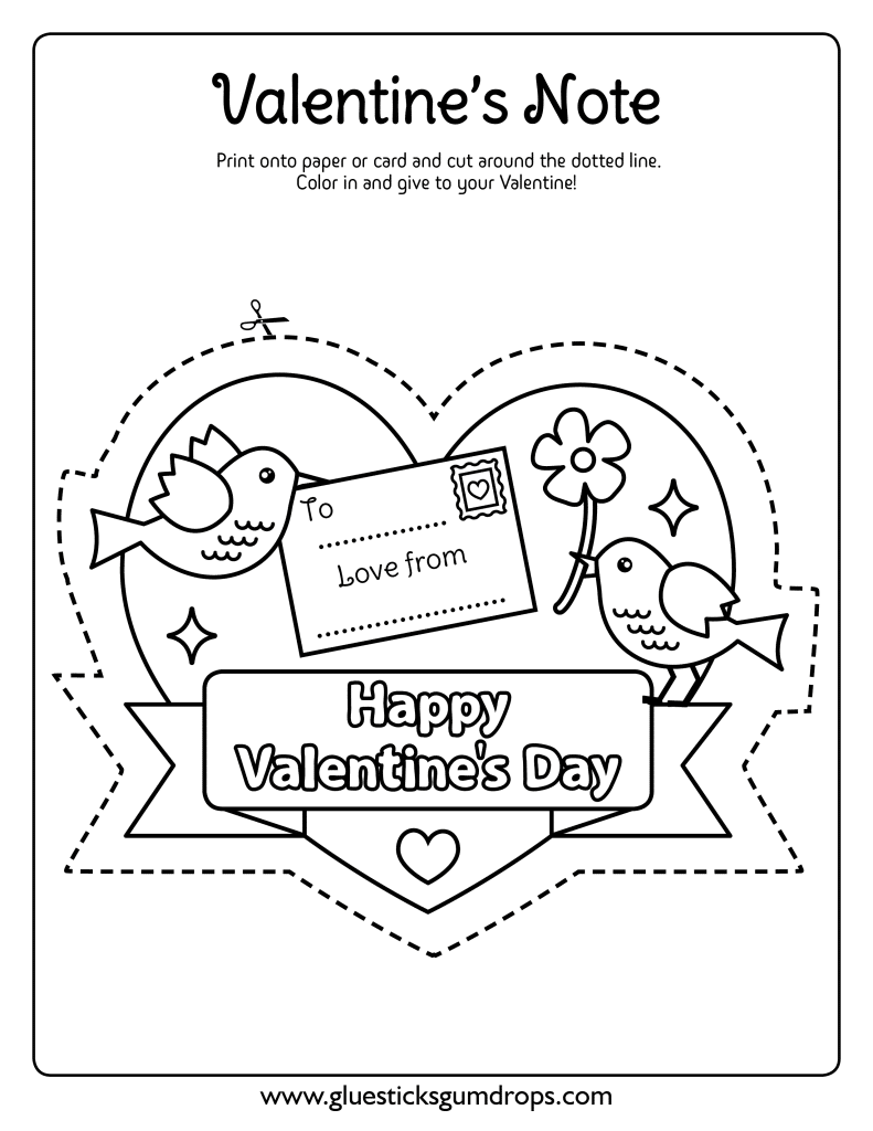 Love birds valentines day coloring sheet