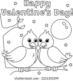 Stock vektor âhappy valentines day love birds coloringâ bez autorskãch poplatkå