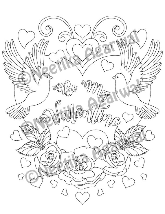 Love birds dove couple valentine adult coloring page valentines day coloring page printable coloring page digital download