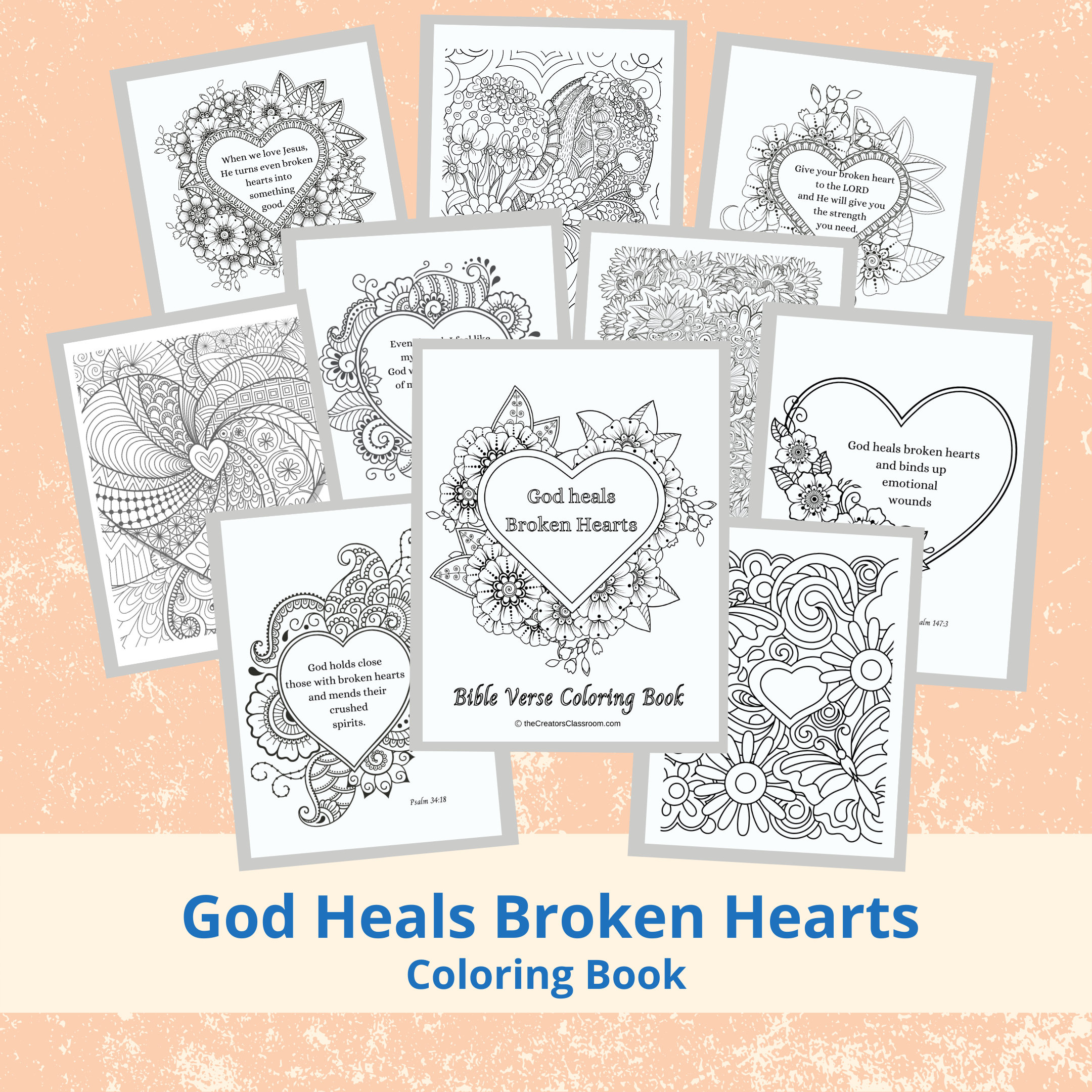 Coloring pages for adults christian coloring pages god heals broken hearts bible verse coloring pages coloring book pdf download now