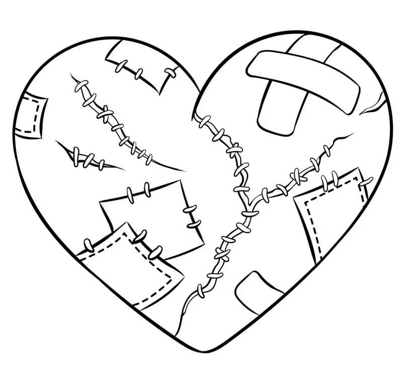Valentines day broken heart coloring page