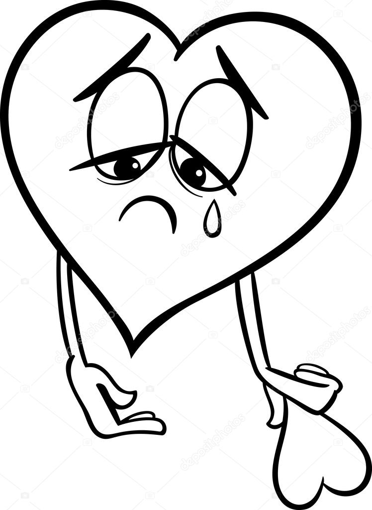 Sad broken heart coloring page stock vector by izakowski