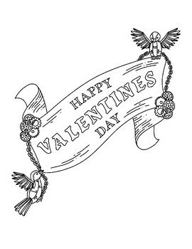 Steampunk valentines day coloring pages by peppermint puzzles tpt