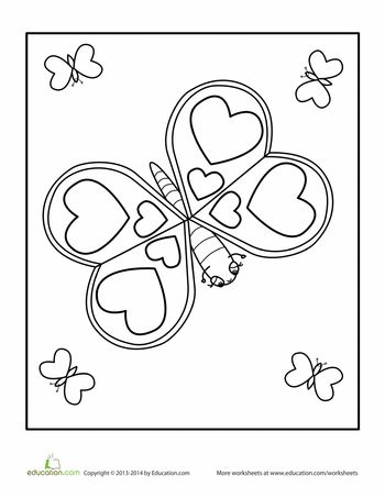 Valentines day butterfly worksheet education butterfly coloring page animal valentine valentine coloring