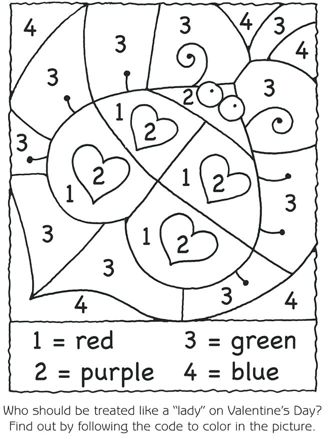 Valentines color by number