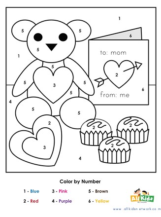 Valentines day color by number all kids network