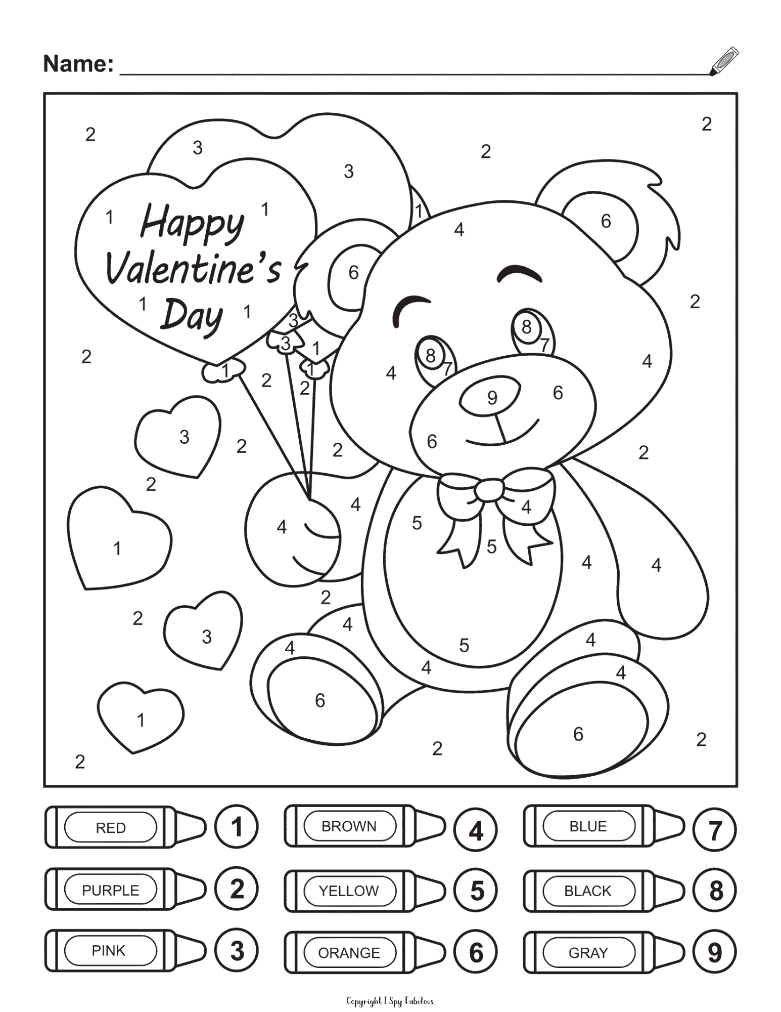 Exclusive valentines day color by number printables