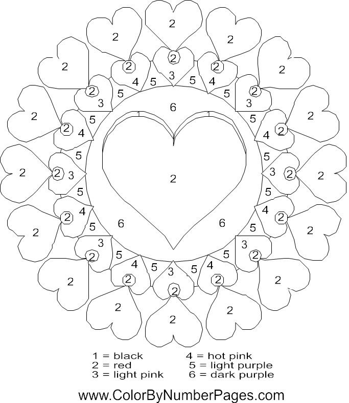 Valentines color by number pages valentine coloring pages valentine coloring coloring pages