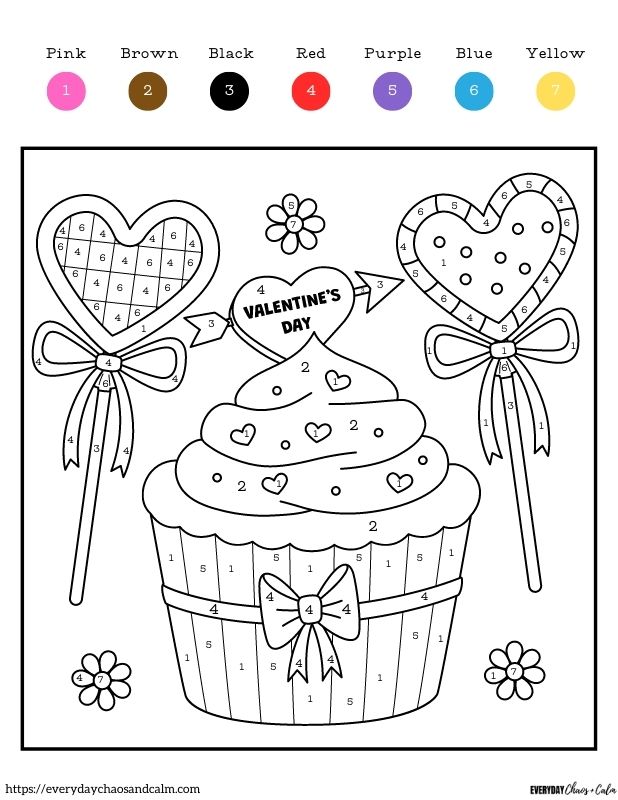 Free valentine color by number worksheets for kids