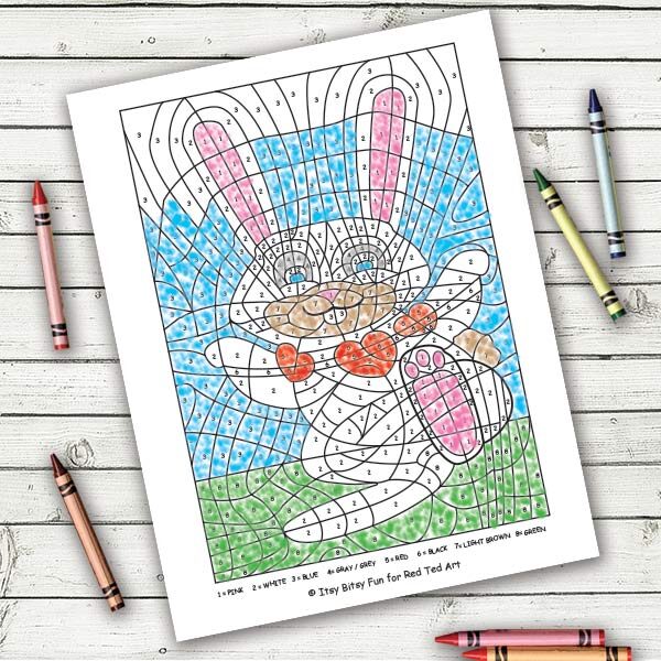 Valentines day colouring by numbers pages