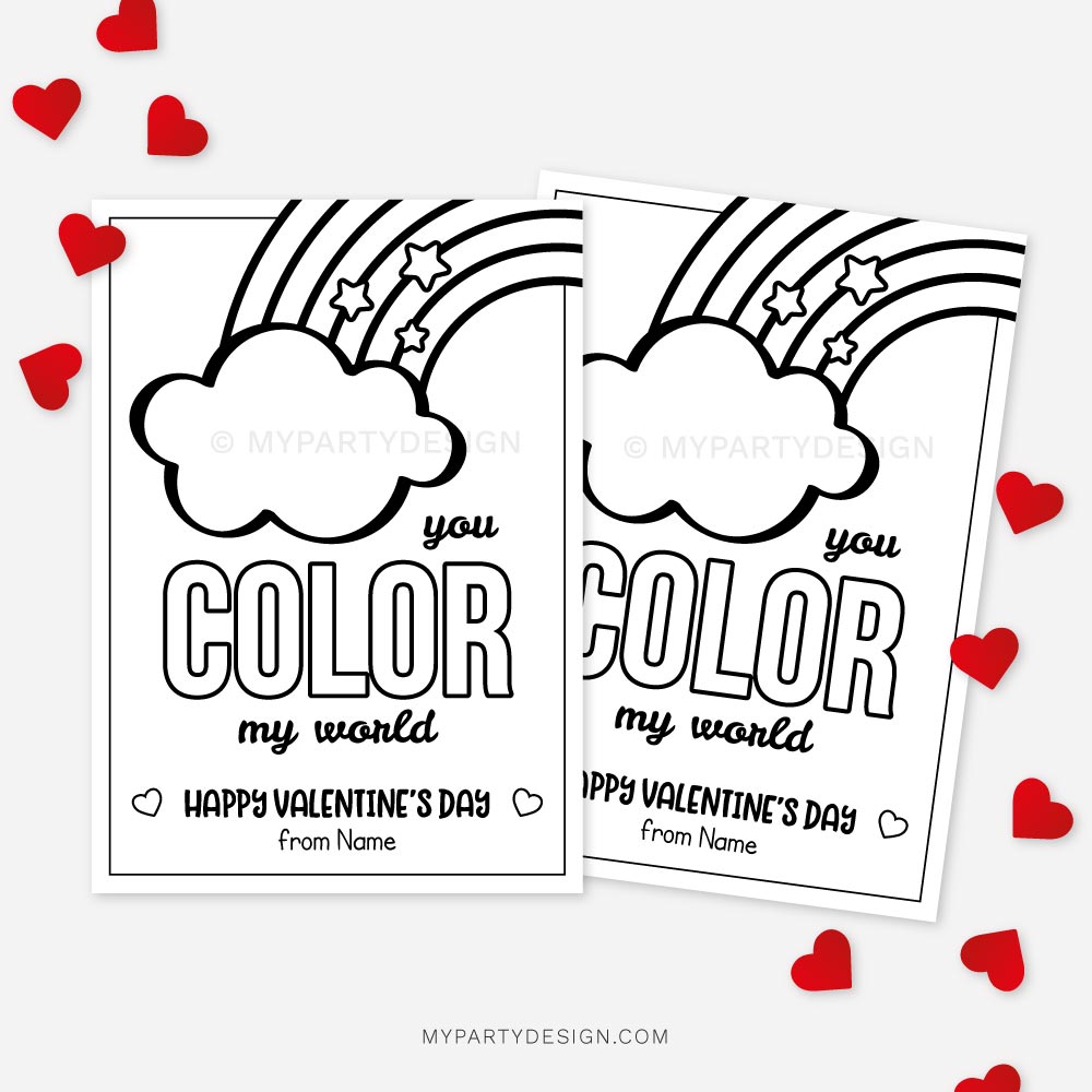 Coloring valentines printable cards for kids