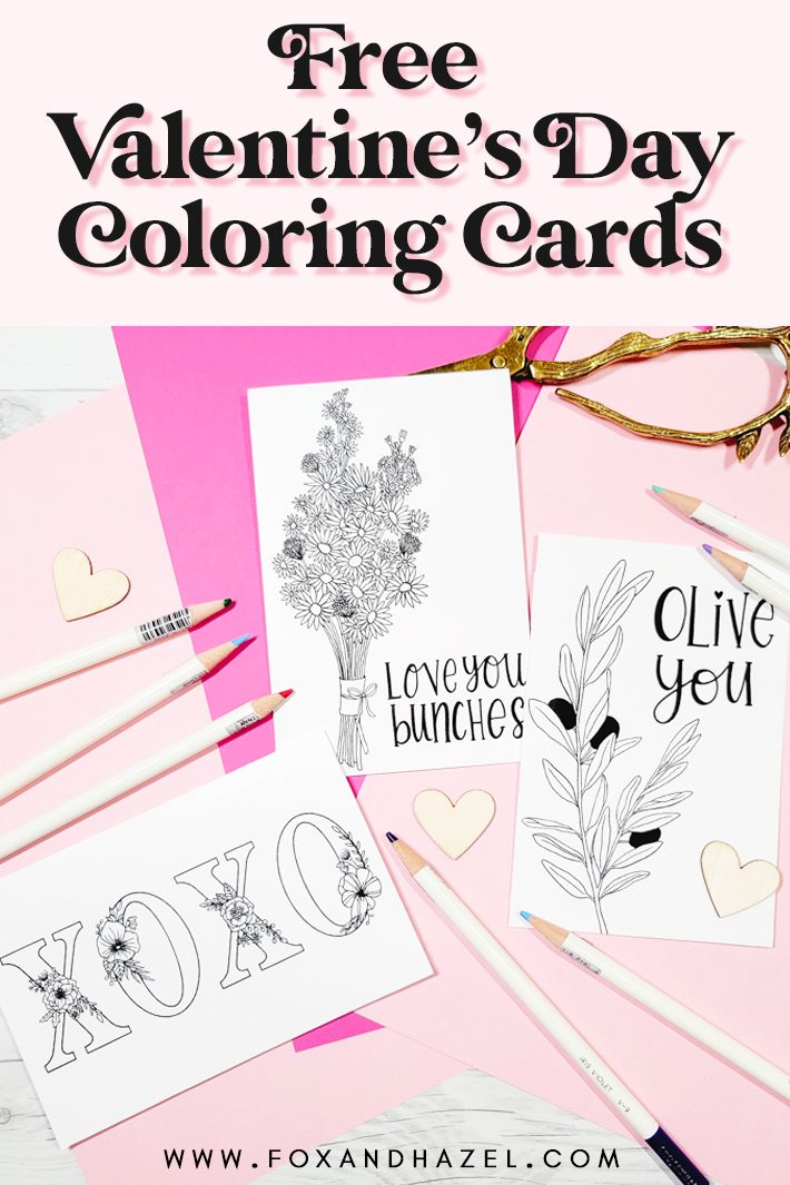 Printable valentines day coloring cards